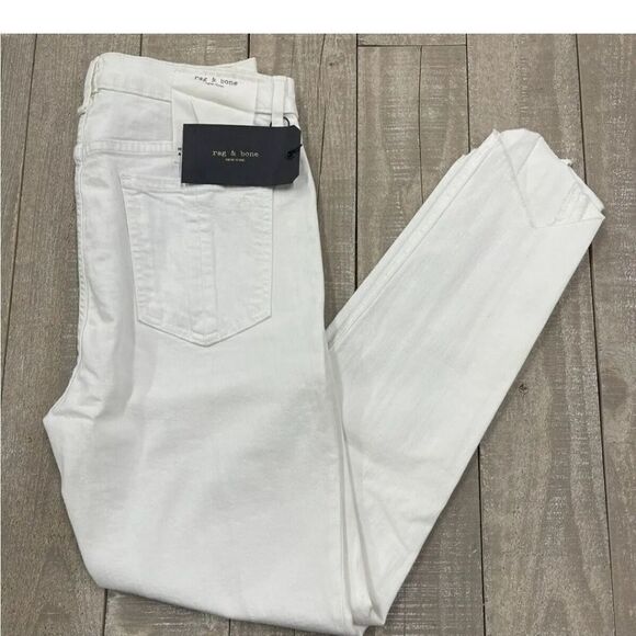 Rag & Bone High Rise Skinny Ankle Jeans in White Manson - Picture 6 of 7